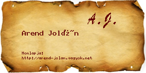 Arend Jolán névjegykártya