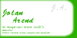 jolan arend business card